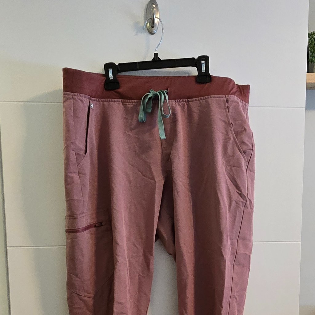 Figs Zamora Jogger Scrub Pants Mauve W/ Mint Tie! Size Xl/Tall